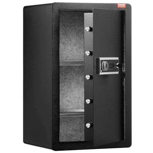 Amocart Single/Double Door Safe Box with Key Lock Password & Fingerprint Safe Lock Box with Fireproof Bag Key Rack & LED Light