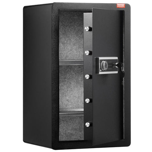 SucceBuy Single/Double Door Safe Box with Key Lock Password & Fingerprint Safe Lock Box with Fireproof Bag Key Rack & LED Light