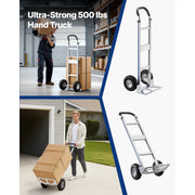 Charger l'image dans la visionneuse de galerie, Amocart 500LBS Hand Truck Dolly with Non-Slip Wheels &amp; Tie-down Strap Aluminum Alloy Portable Trolley for Moving Home Warehouse
