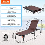 Amocart Chaise Lounge Chair Outdoor Aluminum Patio LoungeFolding Pool Lounge Recliner Full Flat for Patio Beach Pool Dark Grey