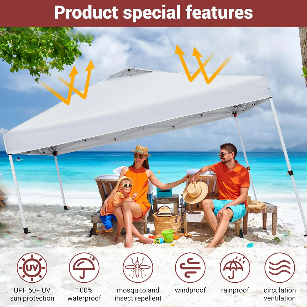 Easy One-Push Setup Pop Up Canopy Tent 10x10ft – Waterproof Outdoor Shelter, Portable Gazebo with Wheeled Bag, Includes Side Wall, Ideal for Camping, Patio, Parties
