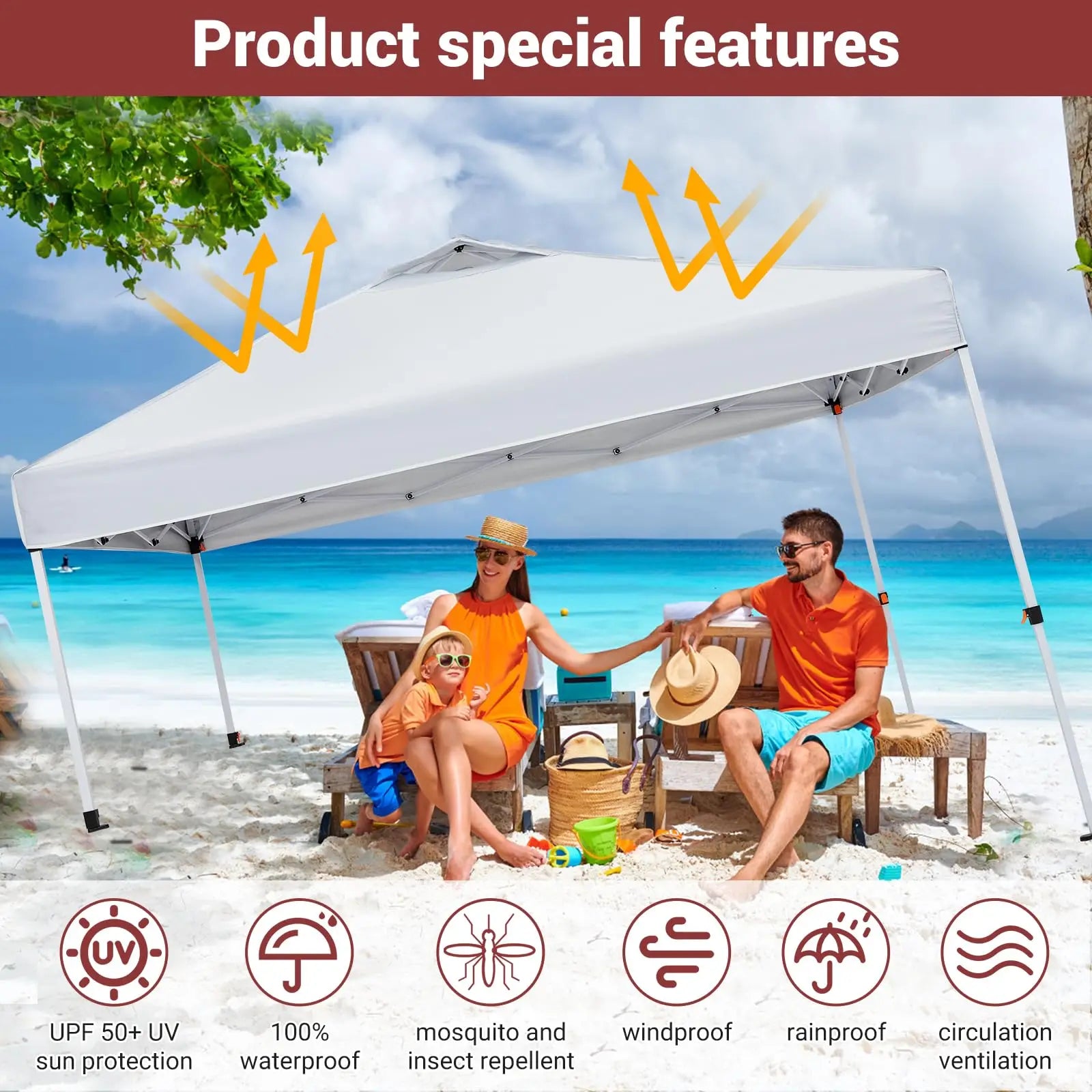 Easy One-Push Setup Pop Up Canopy Tent 10x10ft – Waterproof Outdoor Shelter, Portable Gazebo with Wheeled Bag, Includes Side Wall, Ideal for Camping, Patio, Parties