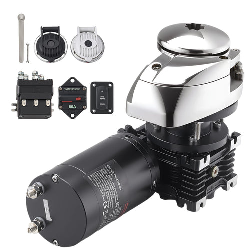 SucceBuy 1100W Vertical Fishing Windlass Fit for 1/4-Inch Chain or 9/16 & 5/8 Inch Nylon Rope Max Pull 700 lbs for Boats 20-36ft