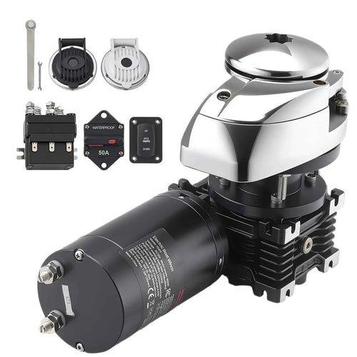 Amocart 1100W Vertical Fishing Windlass Fit for 1/4-Inch Chain or 9/16 & 5/8 Inch Nylon Rope Max Pull 700 lbs for Boats 20-36ft