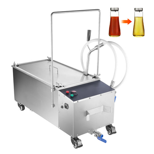 SucceBuy Mobile Fryer Filter Oil Filtration System with10L/min Oil Filtration Speed and Swivel Wheels Oil Hose for Burger Stores