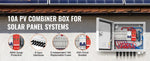 Amocart PV Combiner Box 4 String / 6 String Solar Combiner Box 10A / 15A Rated Current Fuse for On/Off Grid Solar Panel System