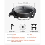 Amocart Electric Hot Pot 5 L Double-flavor Shabu Shabu Pot Non-Stick Electric Cooker with Divider Glass Lid for 6-10 People