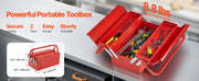 Load image into Gallery viewer, SucceBuy Metal Tool Box 2-Tier 3-Tray Portable Folding Tool Chest Organizer with Handle &amp; Lock Toolbox for Factory Repair Shop
