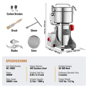 Bild in Galerie-Viewer laden, 【Premium】Amocart 150-2500g Electric Grain Mill Grinder Commercial Swing Spice Grinders for Dry Herbs Grains Spices Cereals Coff
