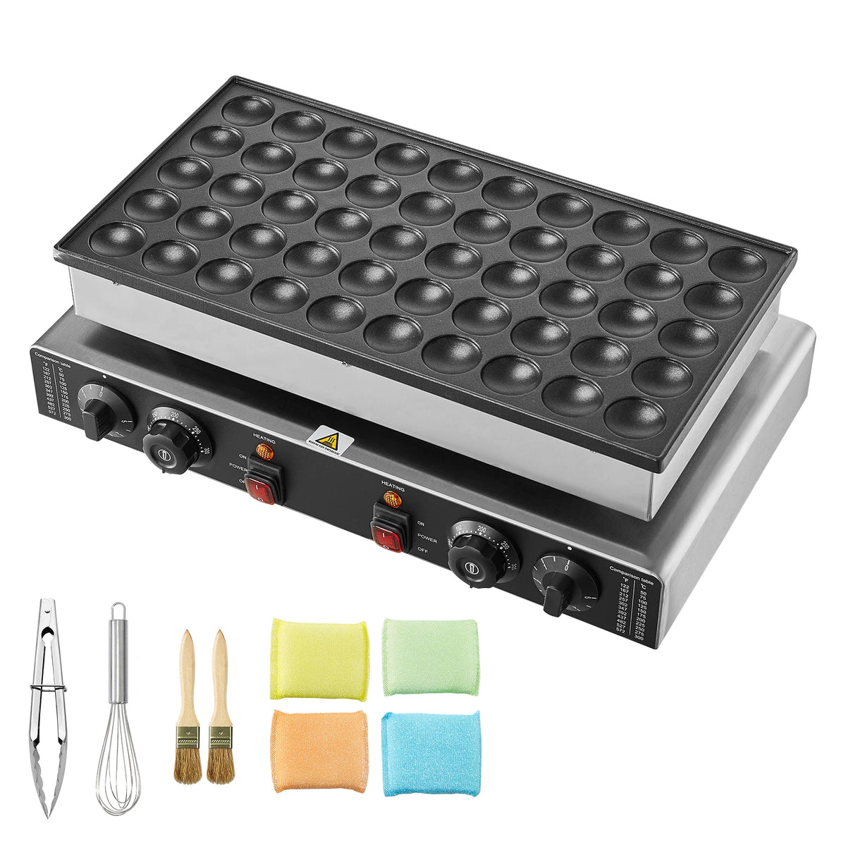 SucceBuy 50Pcs Mini Dutch Pancake Maker Dorayaki Baker Machine Commercial Non-stick Waffle Maker Dual Temp & Time Control Amocart