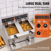Bild in Galerie-Viewer laden, Amocart  12L Electric Deep Fryer w/Dual Removable Tanks Commercial Countertop  Fryer for Chicken French Fries Frying Chips
