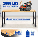 Amocart 2000 lbs Adjustable Garage Workbench 48/61" L x 20" W Work Table with 28.3"-38.1" Height & Hardwood Top for Office Home