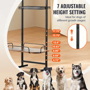 Load image into Gallery viewer, SucceBuy Pet Feeding Station with Storage Raised Dog Bowl Stand w/ Shelves Pet Toy Storage Organizer for Large Medium Small Dogs
