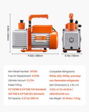 Load image into Gallery viewer, Amocart Vacuum Pump &amp; Oil Bottle 3.5CFM/4CFM/5CFM 1-Stage or 6CFM 9CFM 2-Stage, R134a R22 R410a Systems Conditioner Maintenance
