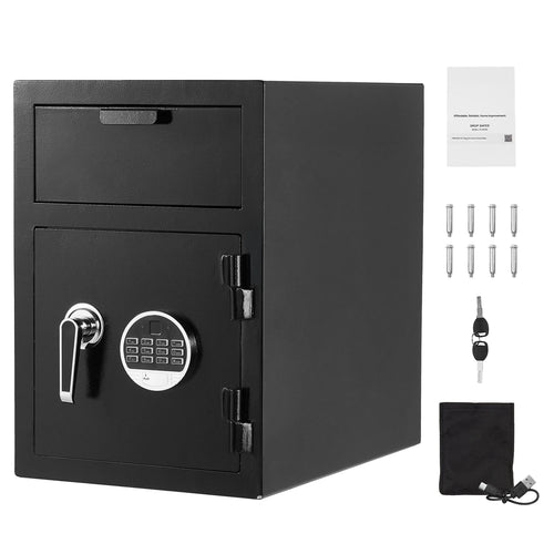 SucceBuy Drop Safe Large Capacity Front Drop Slot Safe Box with Digital Keypad Cash Depository Box with Spare Keys for Cash Bank
