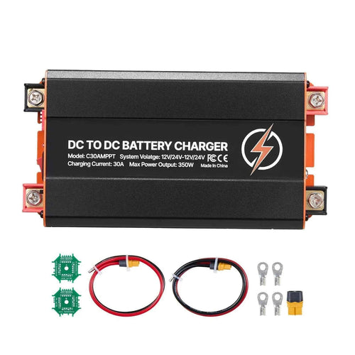 SucceBuy DC to DC Charger with MPPT 30/40/50A Solar Dual Input Smart Multi-Stage Charging for LiFePO4 Lead-Acid 12V/24V for RV