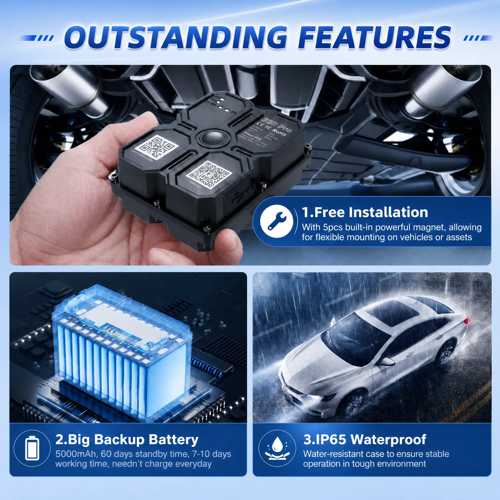 4G GPS Tracker Car Tracker Magnet 7500mAh GPS Tracker 4G GPS Locator Waterproof Vehicle  Long Standby Battery Real Time Position