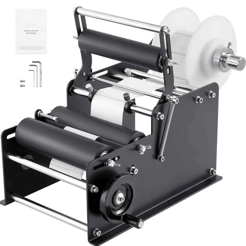 SucceBuy Manual Round Bottle Labeling Machine 15-20pcs/min Adjustable Labeler for Bottles Dia 0.78-4.72 in (with Pressing Bar)