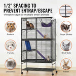Amocart 64.6" Rolling Metal Ferret Cage Large 4-Tier Critter Nation Cage Small Animal Cage for Rats Hamster Guinea Chinchilla