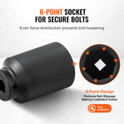Load image into Gallery viewer, SucceBuy Axle Nut Impact Socket Set 3/4" Drive 6-Point 8-Piece SAE Spindle Nut Socket Set CR-MO Heat Treated Large Socket Set - AMOCART
