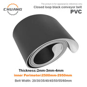 Load image into Gallery viewer, Black PVC Industrial Transmission Conveyor Belt Perimeter:2500mm-2950mm Belt Width: 20/25/30/35/40~60mm (Can Customized  Size)

