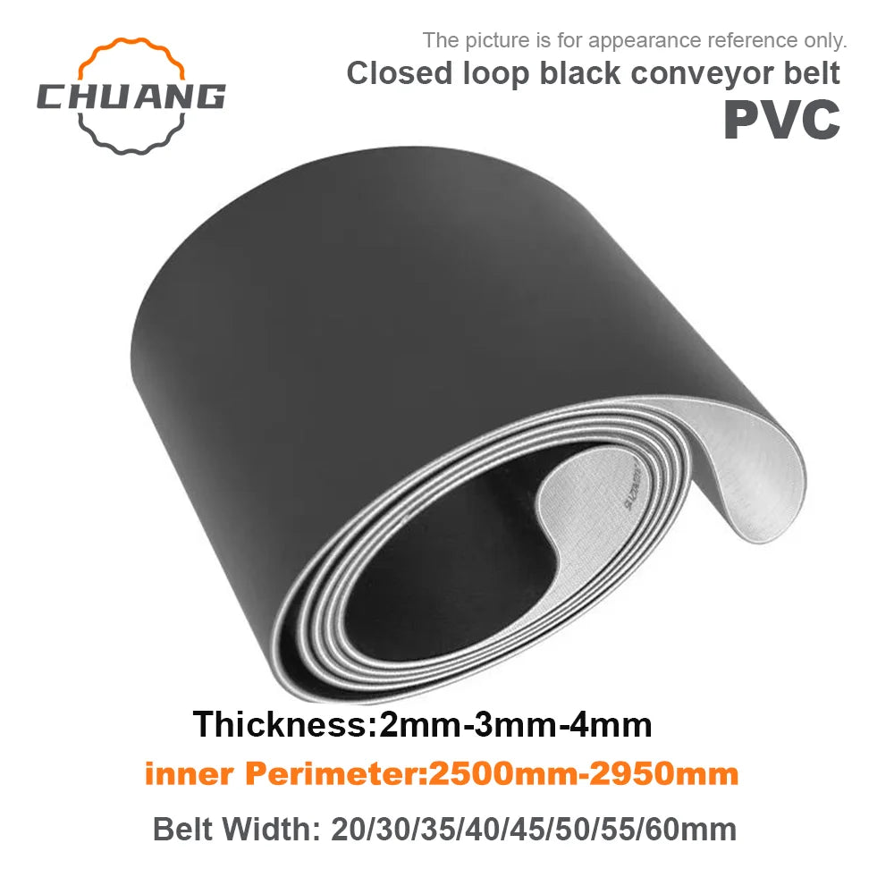 Black PVC Industrial Transmission Conveyor Belt Perimeter:2500mm-2950mm Belt Width: 20/25/30/35/40~60mm (Can Customized  Size)