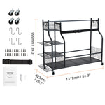 SucceBuy Golf Storage Garage Organizer Other Sports Equipment Storage Rack Outdoor Sport Gear and Toy Storage with Baskets&Hooks