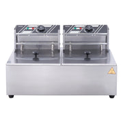 Bild in Galerie-Viewer laden, Amocart  12L Electric Deep Fryer w/Dual Removable Tanks Commercial Countertop  Fryer for Chicken French Fries Frying Chips
