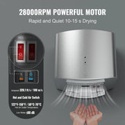 Load image into Gallery viewer, Amocart Heavy Duty Commercial Hand Dryer 1400W Automatic High Speed Warm Wind Hand Blower Built-In Filter Sponge for Home
