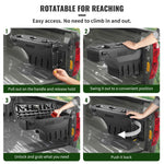 Amocart Truck Bed Storage Box Passenger Side Lockable Lid Waterproof ABS Wheel Well with Password Padlock Tool Box for Trucks