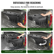 Charger l'image dans la visionneuse de galerie, SucceBuy Truck Bed Storage Box Passenger Side Lockable Lid Waterproof ABS Wheel Well with Password Padlock Tool Box for Trucks

