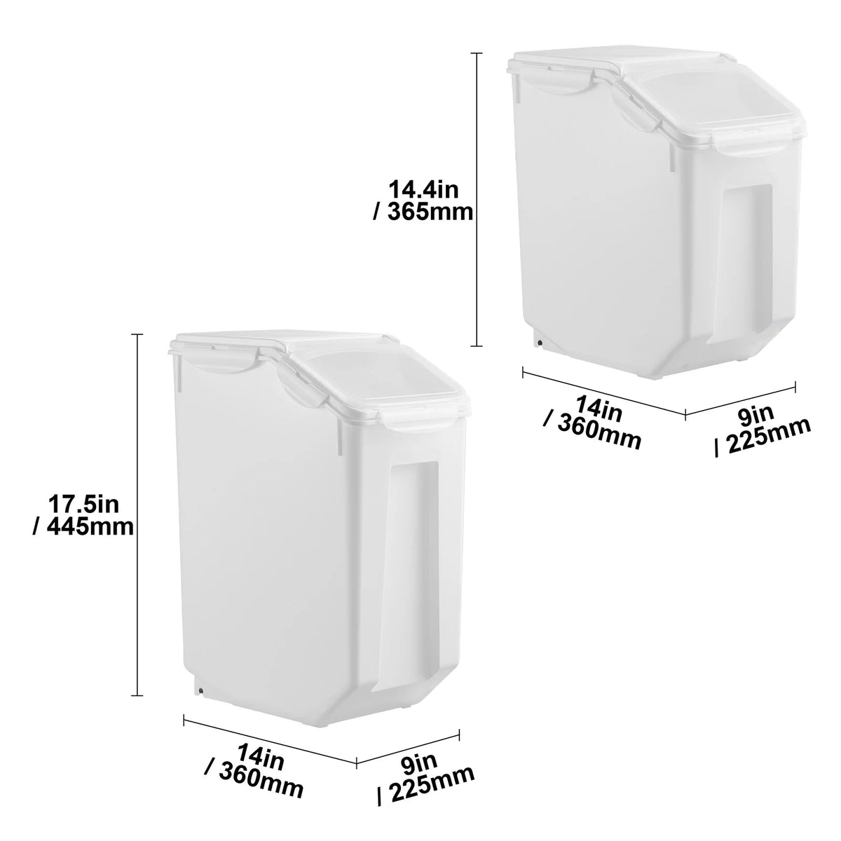 SucceBuy Ingredient Storage Bin 2 x 15L Dispenser Bin with 2 Measuring Cups and Airtight Lid PP Material Rice Cereal Flour Bin Amocart