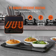 Load image into Gallery viewer, Amocart Electric Warming Tray 16.5"x 23.6"/11" Portable Tempered Glass Heating Tray with Temperature Control Perfect for Dinner
