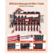Charger l'image dans la visionneuse de galerie, SucceBuy 4-Layer Hand Power Tool Organizer Rack Wall Mounted Pegboards Electric Drill Storage Holder for Garage Workshop
