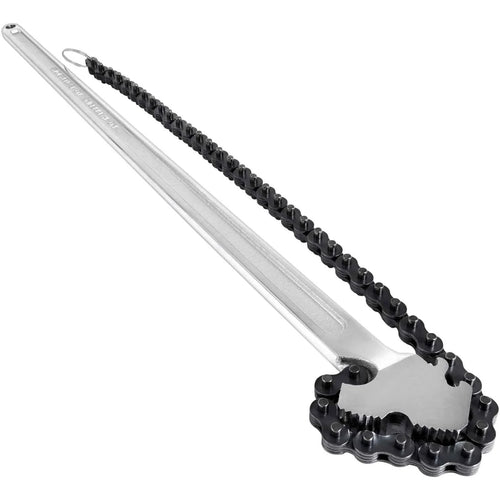 Amocart 24in Pipe Chain Wrench 6.7in Dia Capacity Carbon Steel Heavy Duty Manuel Strap Oil Fuel Filter Wrench Hand Removal Tool