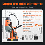 SucceBuy 1450W Magnetic Drill 2"Boring Diameter 12500/12800N Portable Electric Mag Drill Press 800 RPM Magnetic Drilling Machine