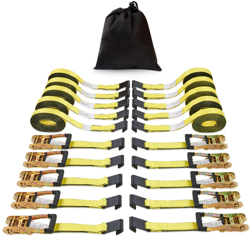 Sangles d'arrimage à cliquet SucceBuy 10pcs 10000Lbs avec raccords à ressort pour rail robuste pour déménagement sécurisation de cargaison moto