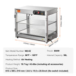 SucceBuy 2-Tier Commercial Food Warmer Display 800W Display Warmer 86℉~185℉Temperature 58L Hamburger Pizza Bread Fried Chicken