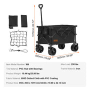 Charger l'image dans la visionneuse de galerie, Amocart Collapsible Folding Wagon Beach Wagon Cart with All-Terrain Wheels Drink Holder Sport Wagon for Camping Shopping Garden
