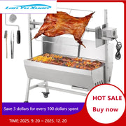 Charger l'image dans la visionneuse de galerie, Amocart 35inch Rotisserie Grill Electric Motor Charcoal Spit Grill Stainless Steel Roaster w/Lockable Wheels for Camping

