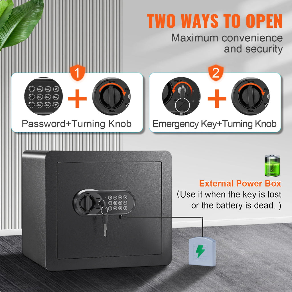 SucceBuy 1.2/0.5 Cubbic Fit Electronic Safe Deposit Safe Box W/ Digital Access & Override Keys for Money Gun Jewelry Document