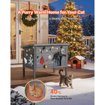 Amocart Heated Cat House Insulated Wooden House for Outdoor Cats with Heating Pad Openable Asphalt Roof for 1-3 Cats in Winter