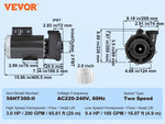 Amocart 2 Speed SPA Pump 48/56-Frame AC110-120V SPA Pump 1.5HP/3HP/4HP High Speed 2'' Port 90° Rotational Interface for Hot Tub