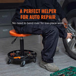 Amocart Mechanic Stool 250 LBS Rolling Pneumatic Creeper Garage/Shop Seat Padded Rolling Workshop Stool for Garage Auto Repair