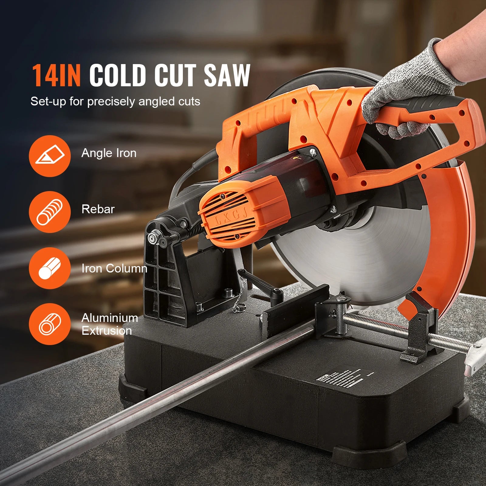 SucceBuy 2800W Chop Saw 14"/355mm Blade Diameter Cut Off Saw 1200RPM Steel Cutting Machine 0-45° Adjustable Dry Cut Chop Saw