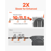 Load image into Gallery viewer, SucceBuy 5/8 Inch x 100ft Retractable Garden Hose Reel with 9 Patterns Nozzle Upgraded Slow Return System and 180°Swivel Bracket
