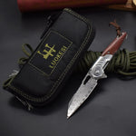 VG10 Damascus Steel Camphor Wood Handle Folding Knife With Back Clip Outdoor Camping Fishing Portable Tools Collecting Gifts EDC