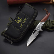 Load image into Gallery viewer, VG10 Damascus Steel Camphor Wood Handle Folding Knife With Back Clip Outdoor Camping Fishing Portable Tools Collecting Gifts EDC
