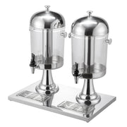 Load image into Gallery viewer, SucceBuy Beverage Dispenser 2.1 Gallon x2 Drink Dispenser, Stainless Steel + Plastic with Spigot Chamber Tray for Restaurants - AMOCART
