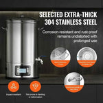 Amocart Electric Brewing System 8 GALLON Brewing Stock Pot All-in-One Home Beer Brewer 304 Stainless Steel Brewing Supplies